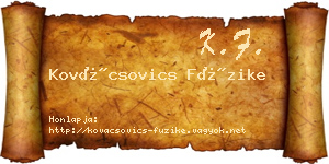 Kovácsovics Füzike névjegykártya